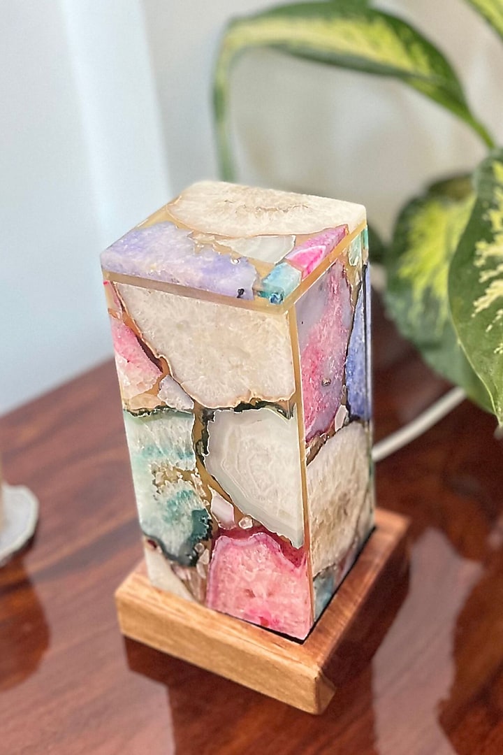 Multi-Colored Agate Table Lamp by Home Jewels by Cotton Indya at Pernia's Pop Up Shop