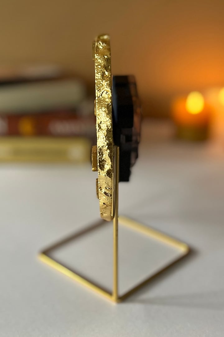 Blue Agate Desk Clock With Metal Stand by Home Jewels by Cotton Indya at Pernia's Pop Up Shop