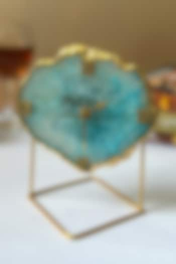 Turquoise Agate Desk Clock With Metal Stand by Home Jewels by Cotton Indya at Pernia's Pop Up Shop