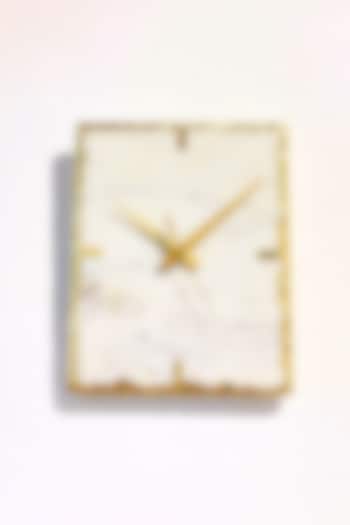 White Marble Rectangular Wall Clock by Home Jewels by Cotton Indya