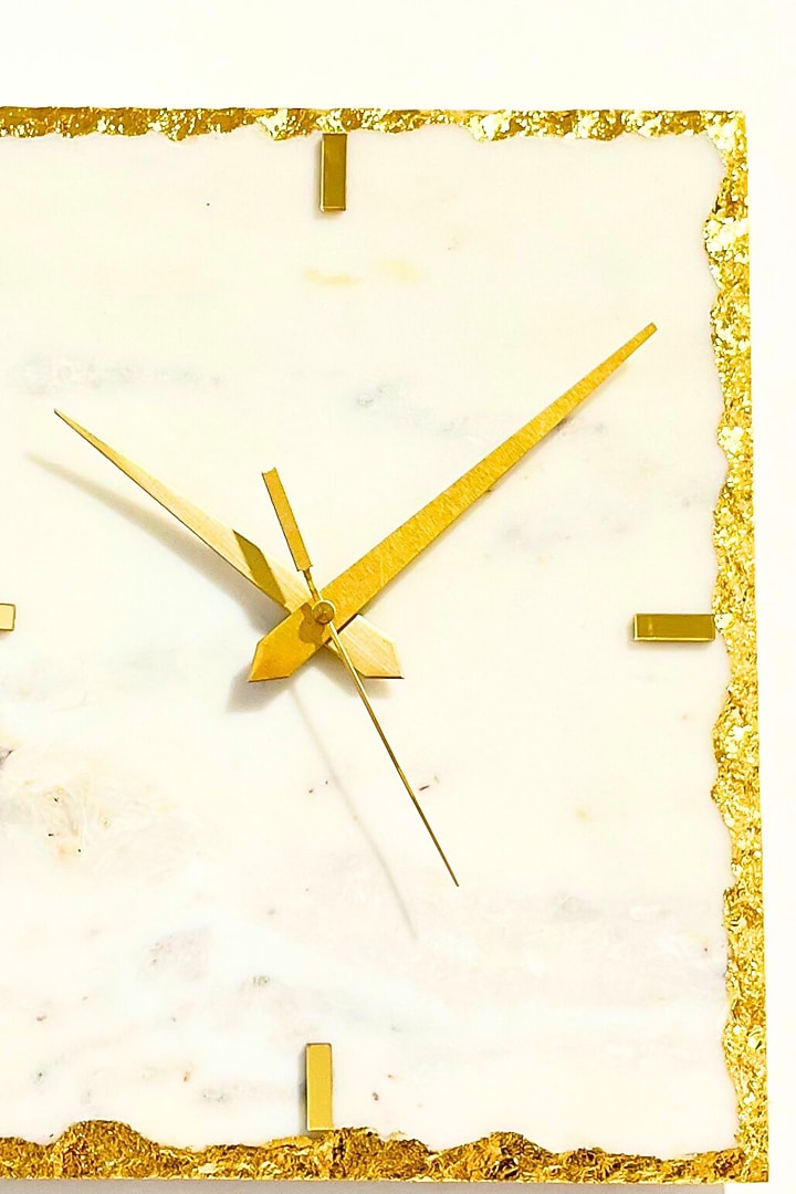 White Marble Rectangular Wall Clock by Home Jewels by Cotton Indya at Pernia's Pop Up Shop