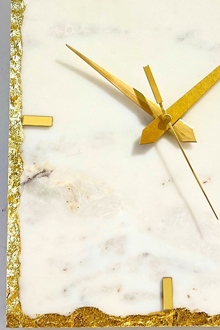White Marble Rectangular Wall Clock by Home Jewels by Cotton Indya at Pernia's Pop Up Shop
