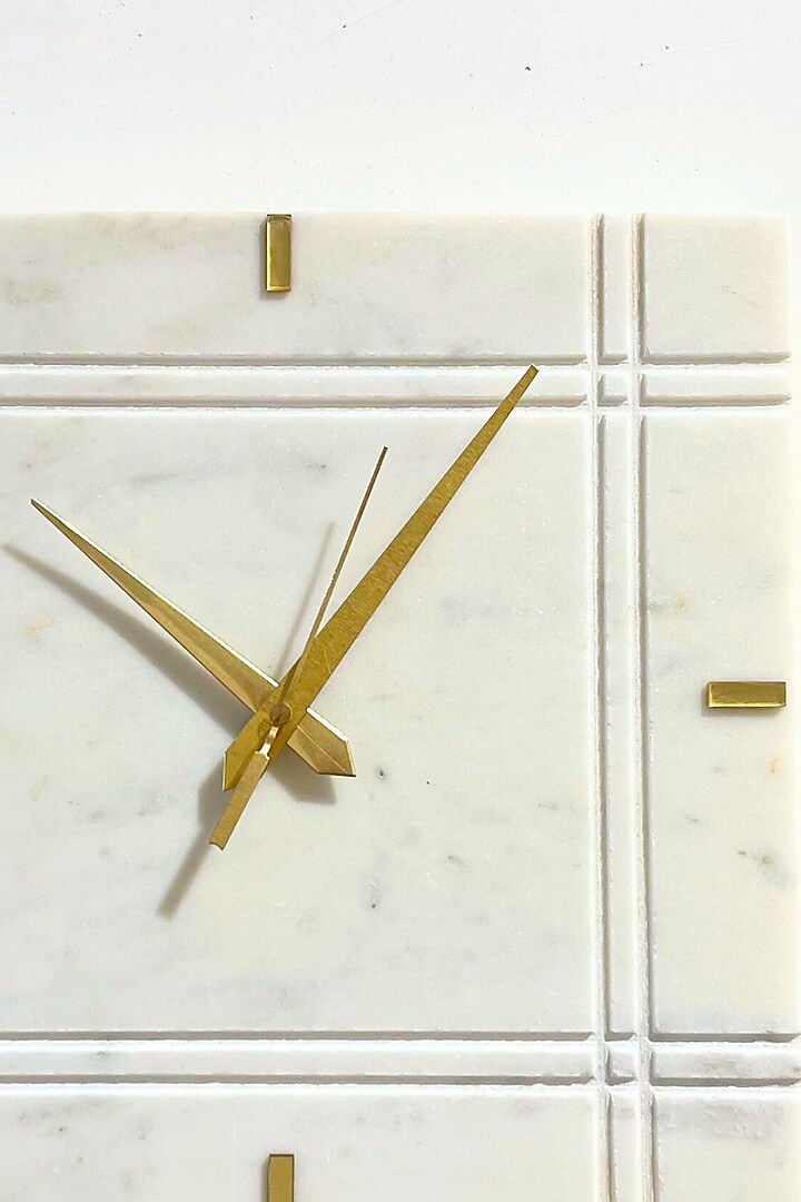 White Marble Square Wall Clock by Home Jewels by Cotton Indya at Pernia's Pop Up Shop