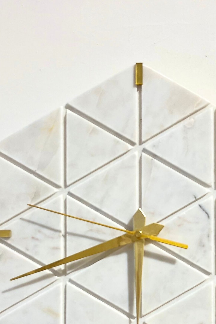 White Marble Hexagonal Wall Clock by Home Jewels by Cotton Indya at Pernia's Pop Up Shop