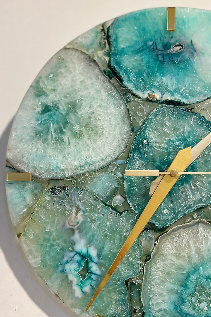 Green Agate Round Wall Clock by Home Jewels by Cotton Indya at Pernia's Pop Up Shop