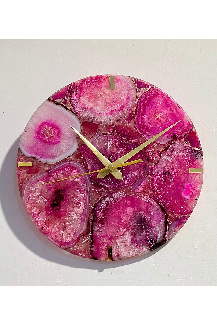 Pink Agate Round Wall Clock by Home Jewels by Cotton Indya at Pernia's Pop Up Shop