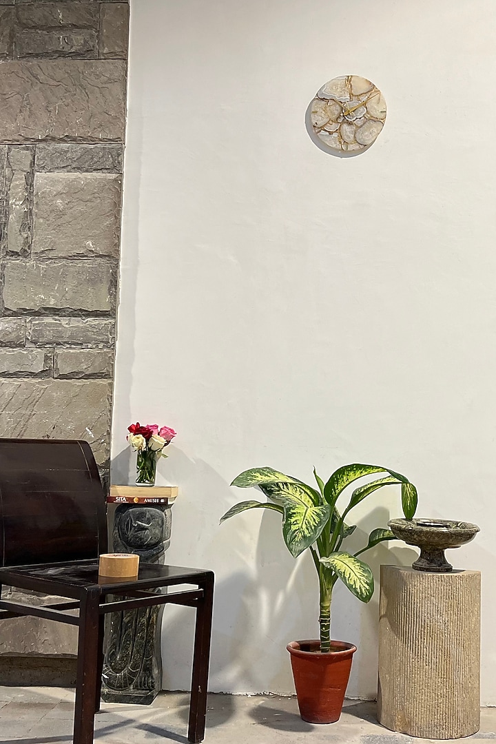 White Agate Round Wall Clock by Home Jewels by Cotton Indya at Pernia's Pop Up Shop