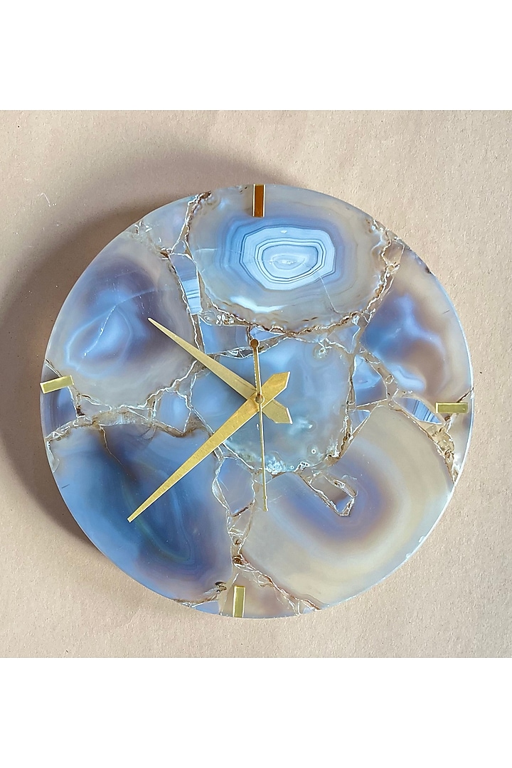 Grey Agate Round Wall Clock by Home Jewels by Cotton Indya at Pernia's Pop Up Shop