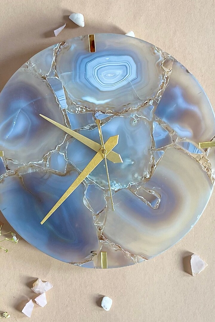 Grey Agate Round Wall Clock by Home Jewels by Cotton Indya at Pernia's Pop Up Shop