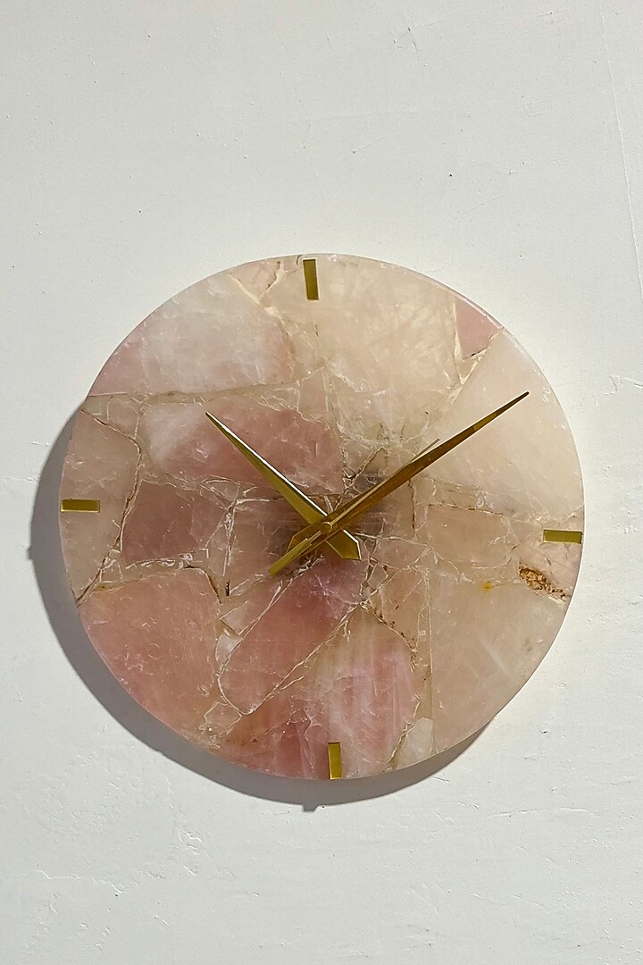 Pink Rose Quartz Round Wall Clock by Home Jewels by Cotton Indya at Pernia's Pop Up Shop
