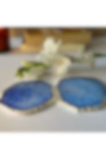 Blue Crystal Agate Silver Plated Coasters (Set of 2) by Home Jewels by Cotton Indya