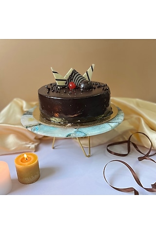 Green Agate Cake Stand With Metal Base by Home Jewels by Cotton Indya