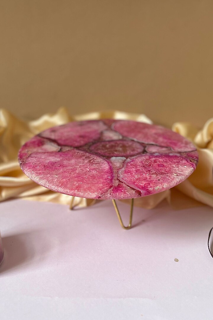 Pink Agate Cake Stand With Metal base by Home Jewels by Cotton Indya at Pernia's Pop Up Shop