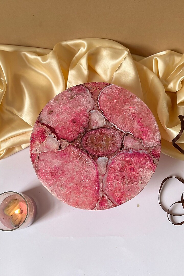 Pink Agate Cake Stand With Metal base by Home Jewels by Cotton Indya at Pernia's Pop Up Shop