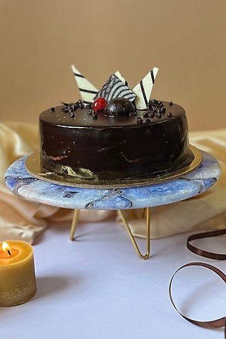 Blue Agate Cake Stand With Metal Base by Home Jewels by Cotton Indya