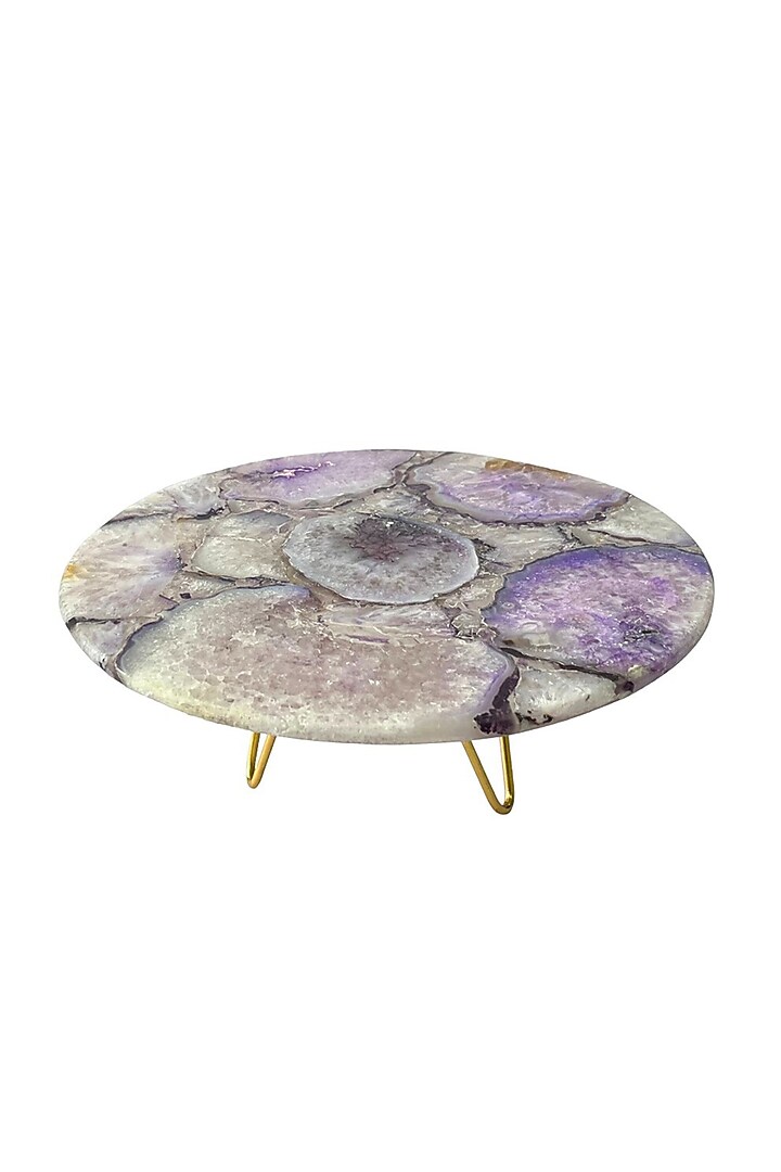 Purple Agate Cake Stand With Metal Base by Home Jewels by Cotton Indya at Pernia's Pop Up Shop