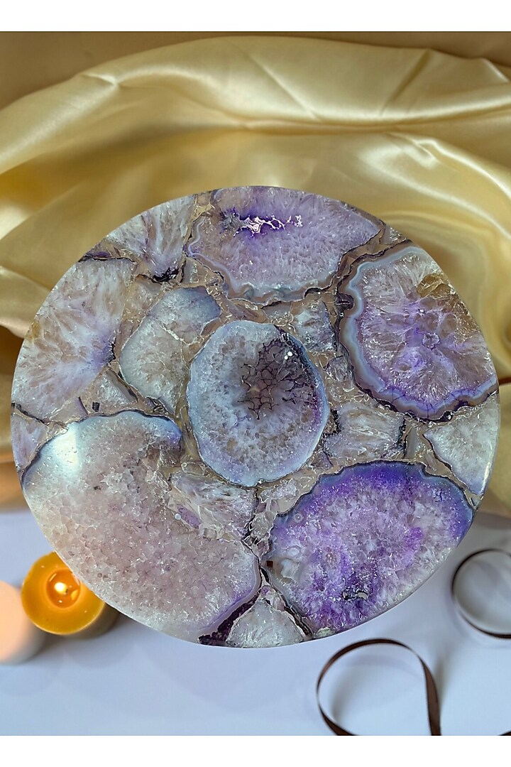 Purple Agate Cake Stand With Metal Base by Home Jewels by Cotton Indya at Pernia's Pop Up Shop