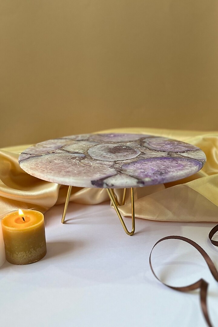 Purple Agate Cake Stand With Metal Base by Home Jewels by Cotton Indya at Pernia's Pop Up Shop