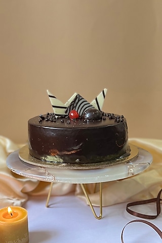 Brown Agate Cake Stand With Metal Base by Home Jewels by Cotton Indya