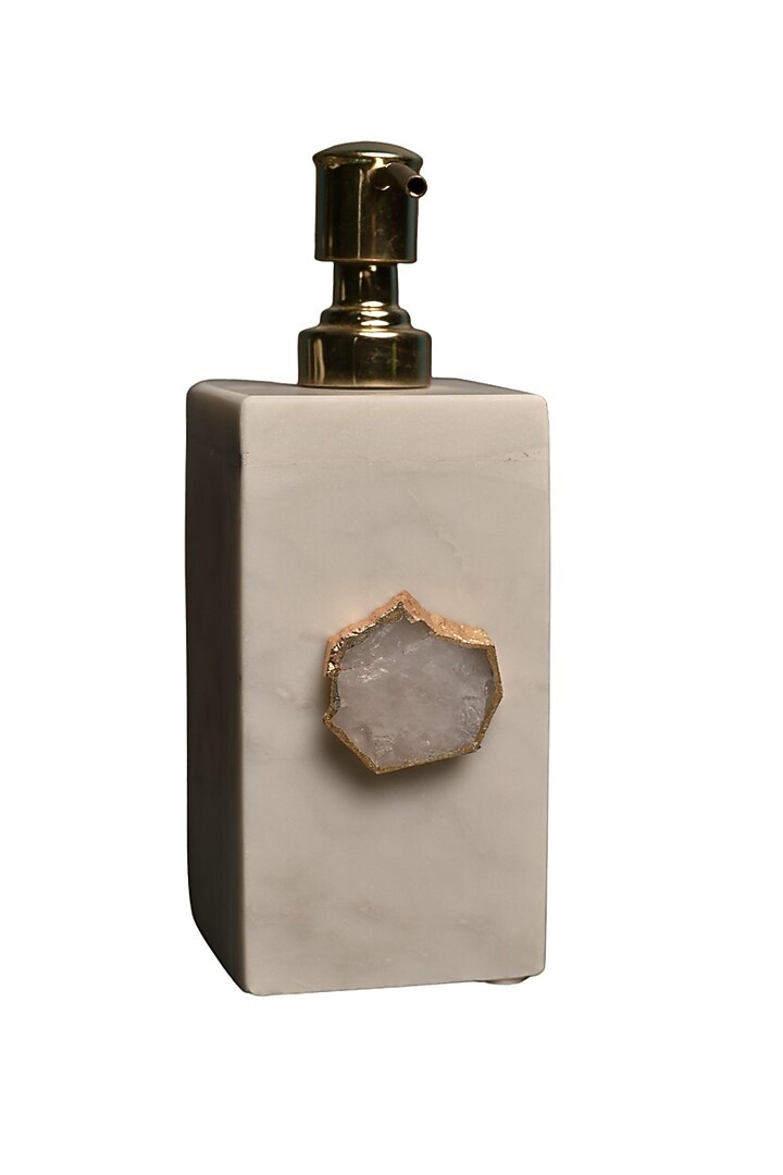 White Agate & Marble Soap Dispenser by Home Jewels by Cotton Indya at Pernia's Pop Up Shop