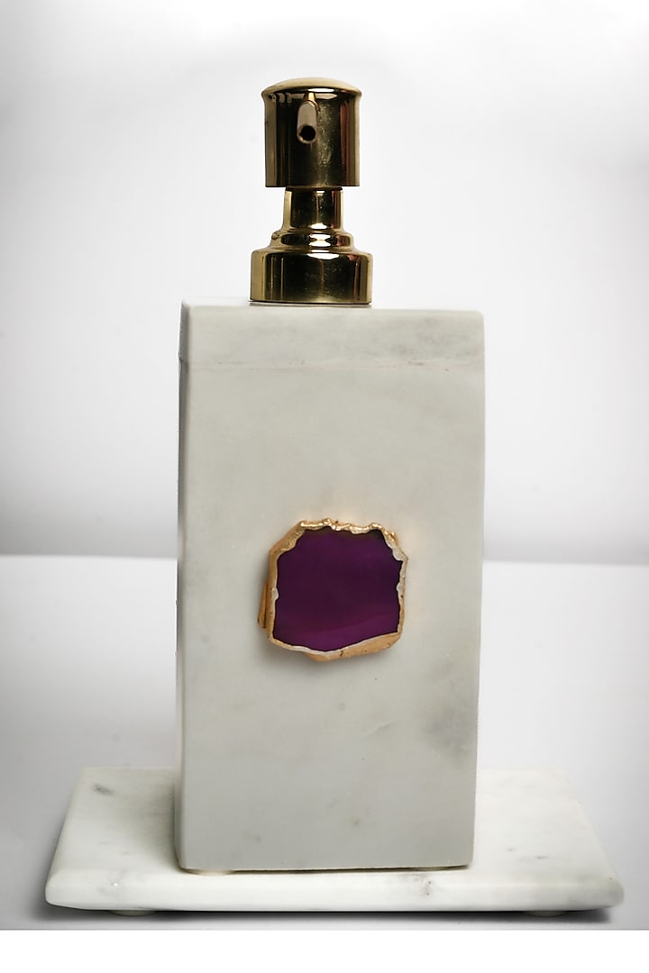 Pink Agate & Marble Soap Dispenser by Home Jewels by Cotton Indya