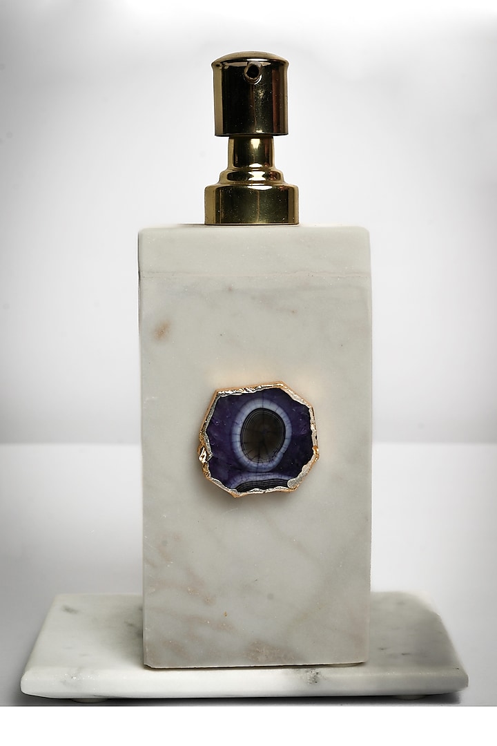 Purple Agate & Marble Soap Dispenser by Home Jewels by Cotton Indya