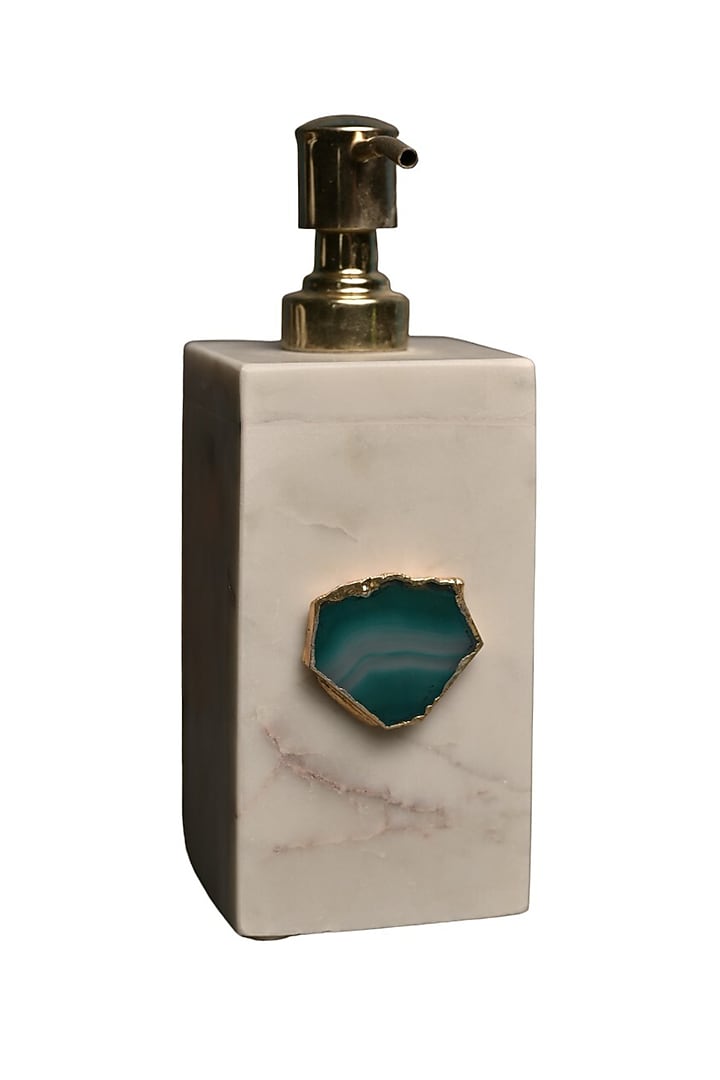 Turquoise Agate & Marble Soap Dispenser by Home Jewels by Cotton Indya at Pernia's Pop Up Shop