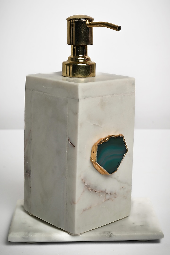 Turquoise Agate & Marble Soap Dispenser by Home Jewels by Cotton Indya at Pernia's Pop Up Shop