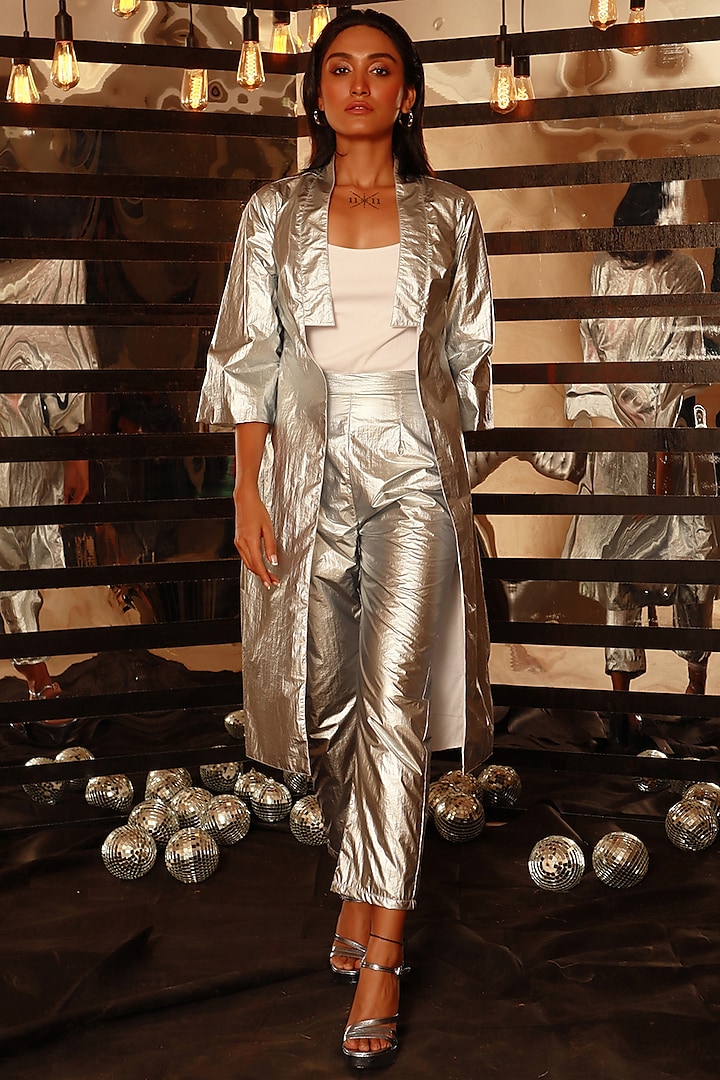 Metallic Silver Co-Ord Set by Couche