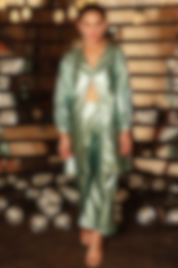Metallic Green Co-Ord Set by Couche