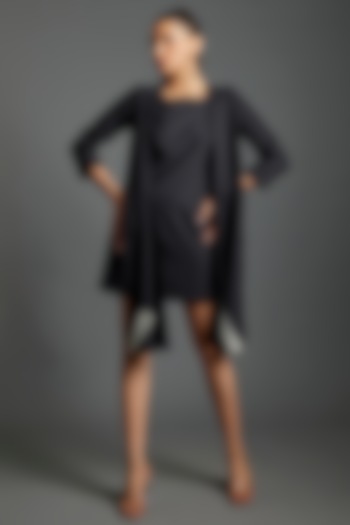Black Polyester & Lycra Mini Dress by Couche