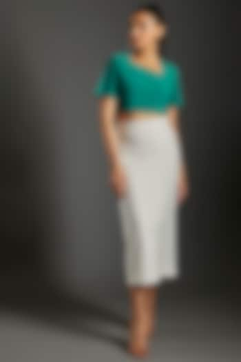 White Polyester & Lycra Pleated Skirt Set by Couche at Pernia's Pop Up Shop