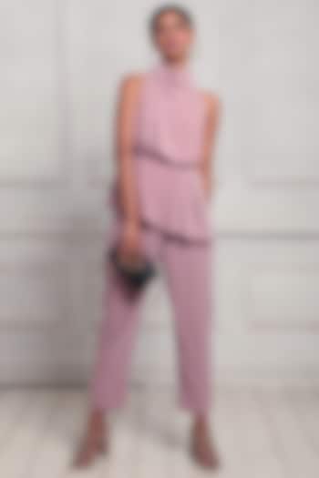 Blush Pink Lycra Pant Set by Couche