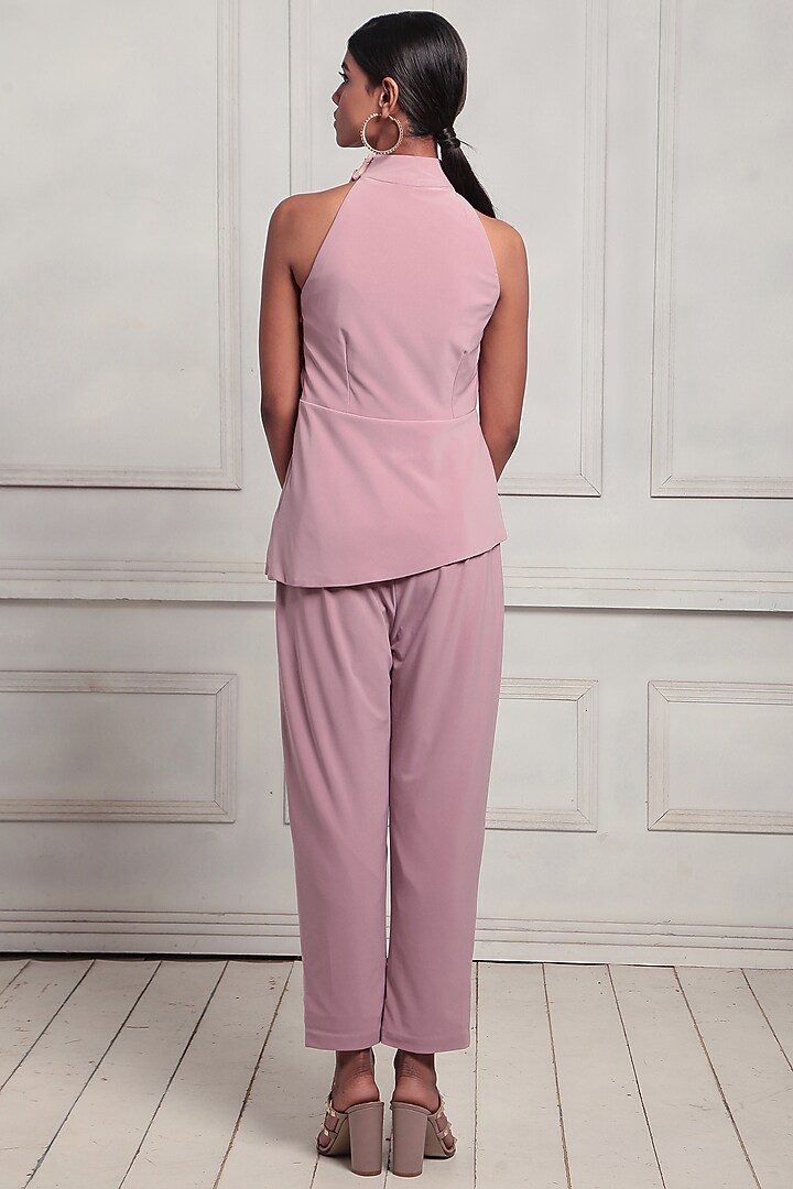 Blush Pink Lycra Pant Set by Couche at Pernia's Pop Up Shop