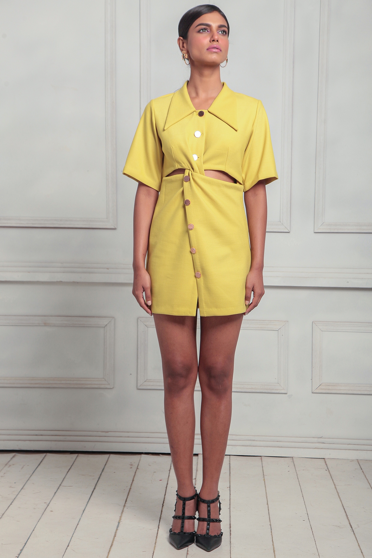 Yellow Polyester Dress