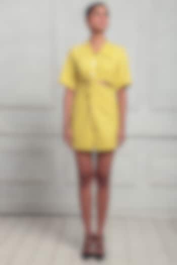 Yellow Polyester Cut Out Summer Shirt Dress by Couche at Pernia's Pop Up Shop