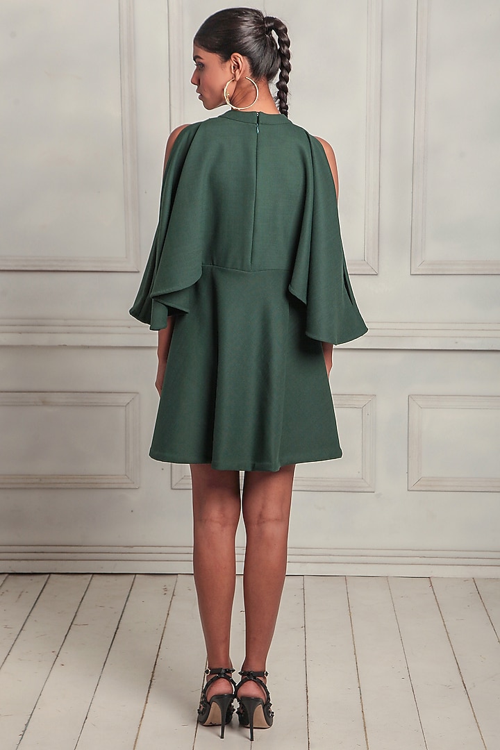 Olive Green Double Crepe Skater Dress by Couche at Pernia's Pop Up Shop 2026