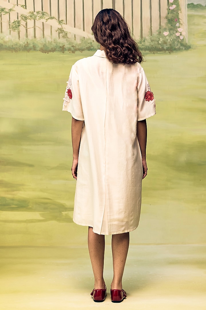 Nude Mul Chanderi Thread Embroidered Mini Vacation Dress by Couche at Pernia's Pop Up Shop