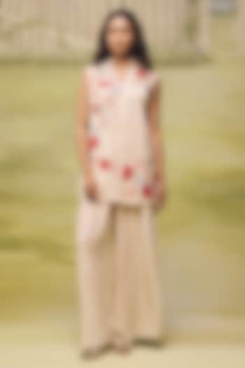 Nude Mulmul Chanderi Floral Printed Co-Ord Set by Couche at Pernia's Pop Up Shop