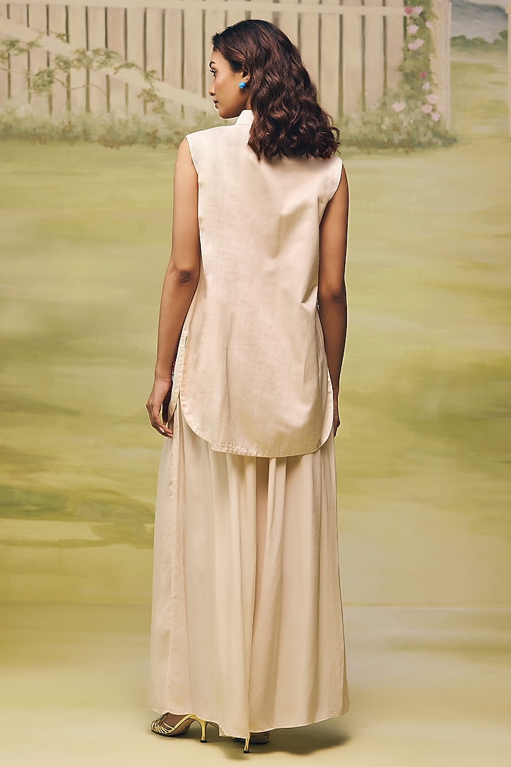 Nude Mulmul Chanderi Floral Printed Co-Ord Set by Couche at Pernia's Pop Up Shop