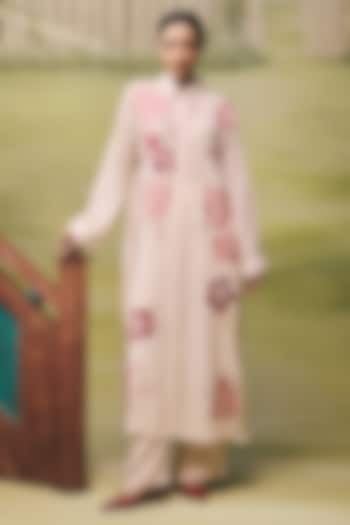 Blush Pink Crepe Floral Embroidered Co-Ord Set by Couche at Pernia's Pop Up Shop