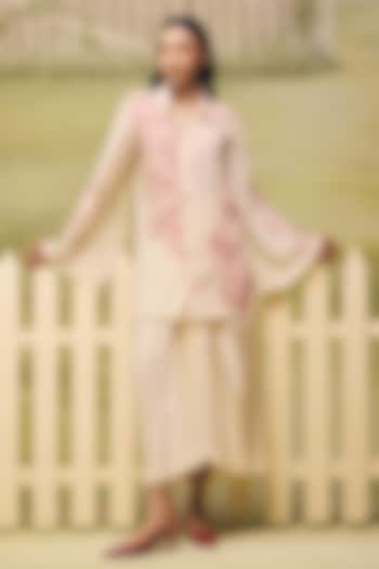 Cream Crepe Floral Embroidered Co-ord Set by Couche at Pernia's Pop Up Shop