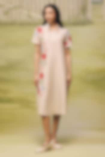Nude Mul Chanderi Floral Applique Vacation Dress by Couche at Pernia's Pop Up Shop