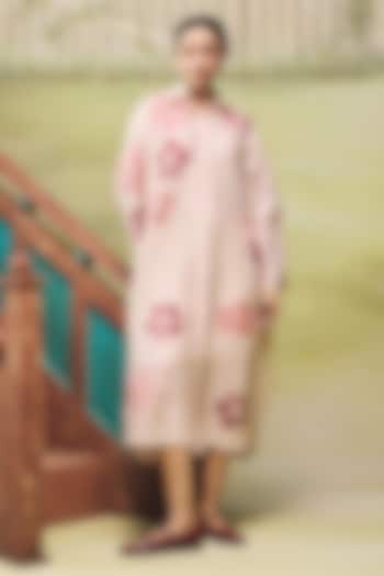 Blush Pink Crepe Thread Embroidered Vacation Shirt Dress by Couche at Pernia's Pop Up Shop