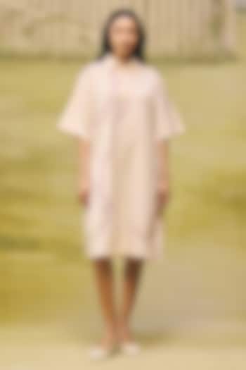 Cream Mushroom Satin Placement Embroidered Mini Summer Dress by Couche at Pernia's Pop Up Shop