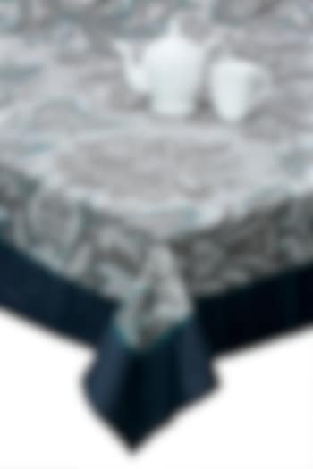 Grey Printed & Embroidered Table Cloth by Perenne Design