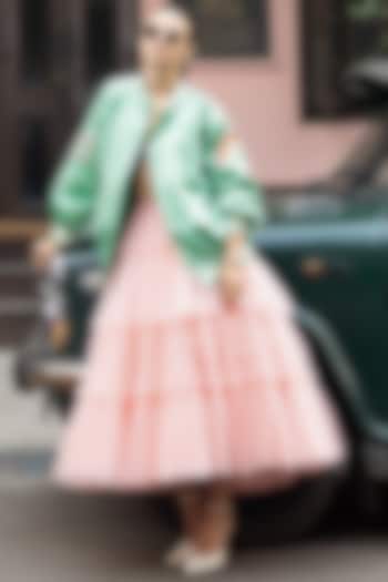 Pink Tulle Ruffled Skirt Set by The Little Black Bow at Pernia's Pop Up Shop