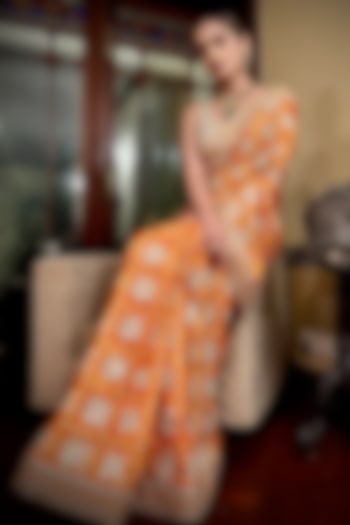 Orange Gajji Silk Gharchola Bridal Saree Set by Faabiiana at Pernia's Pop Up Shop