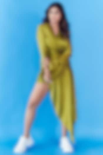 Bottle Green Modal Satin Summer Dress by Aroka at Pernia's Pop Up Shop