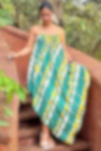 Green Georgette Embellished Asymmetric Vacation Dress by Babita Malkani at Pernia's Pop Up Shop